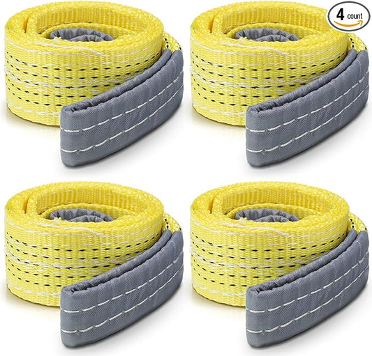 4 Pcs Lift Sling Straps Heavy Duty Web Slings Straps Polyester Nylon for Hoist Car Outdoor Using