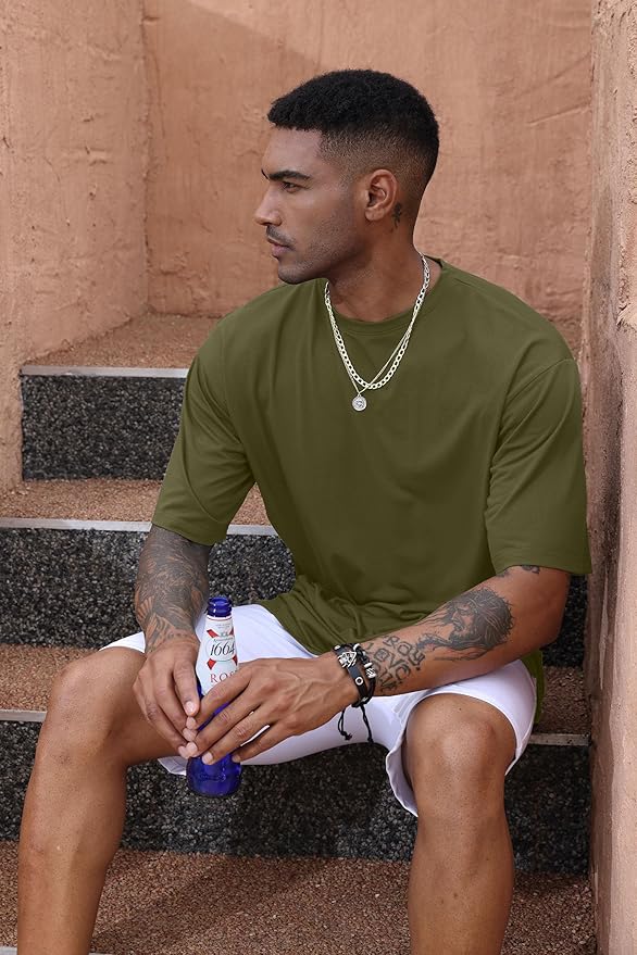 Men's Oversized Workout T-Shirts Lightweight Quick Dry Short Sleeve Tshirts Crew Neck Loose Fit Athletic Tops