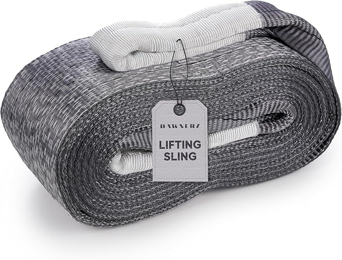 Heavy Lifting Strap 8800 lbs Vertical WLL 25 ft - Eye and Eye Flat Polyester Web Lifting Sling - Crane Strap for Construction (4.7" x 25')