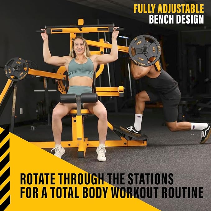 Powertec Fitness Workout Bench Multiystem for Chest, Arms, Legs, 120.1 x 73.3 x 80.5 Inches - Adjustable, Multi-User Weight Machines with Isolateral Arms - Premium at Home Gym Equipment