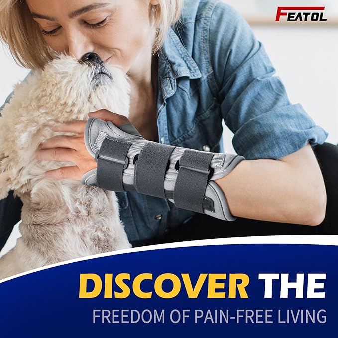 FEATOL Wrist Brace Splint Carpal Tunnel for Women Men, Night Wrist Sleep Support Brace, Left Hand, Large/X-Large, Pain Relief for Sprain, Arthritis, Tendonitis