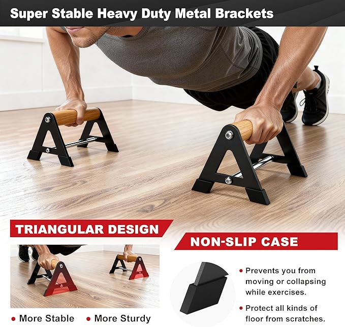 Push Up Bar - Heavy-Duty Stainless Steel Pushup Stands with Non-Slip Base, 500LB Capacity, Portable Home Gym Equipment for Strength Training & Floor Workout