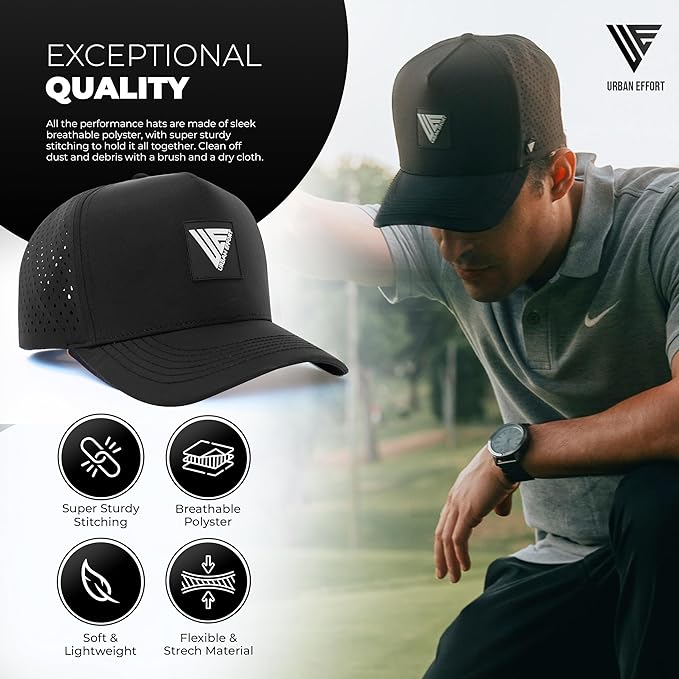 Urban Effort Hydro Performance Hat-Water-Resistant Baseball Cap-Men and Women-Great Snapback for Golf, Adventure,Lake,Workout
