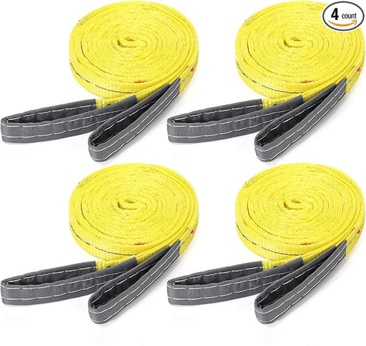 4 Pcs Lift Sling Straps Heavy Duty Web Slings Straps Polyester Nylon for Hoist Car Outdoor Using