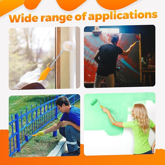 Leumoi 160 Pcs 4 Inch Paint Roller Covers with 2 Holder Microfiber Mini Small Paint Roller Kit for Painting Walls House Home