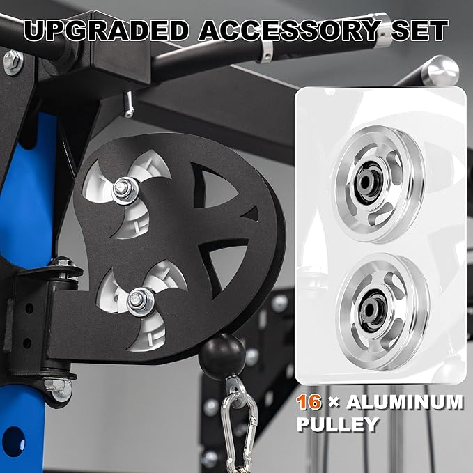 Power Rack for Home Gym – 2000LB Capacity Multifunction Squat Rack with Cable Crossover, Includes 16 Professional attachments for Home Gym Strength Training, P63 Rampage