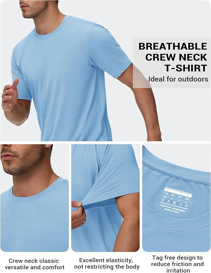 TACVASEN Men's Lightweight Athletic T-Shirts Quick Dry Workout Gym Tops Short Sleeve Running Tee Shirt Performance Activewear