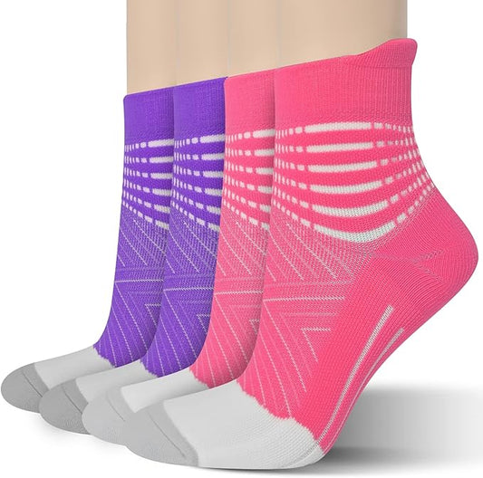 IRAMY Compression Ankle Support Socks Women - Coolmax Wicking, Cushioned Athletic, Plantar Fasciitis Relief 2/3/6 Pairs