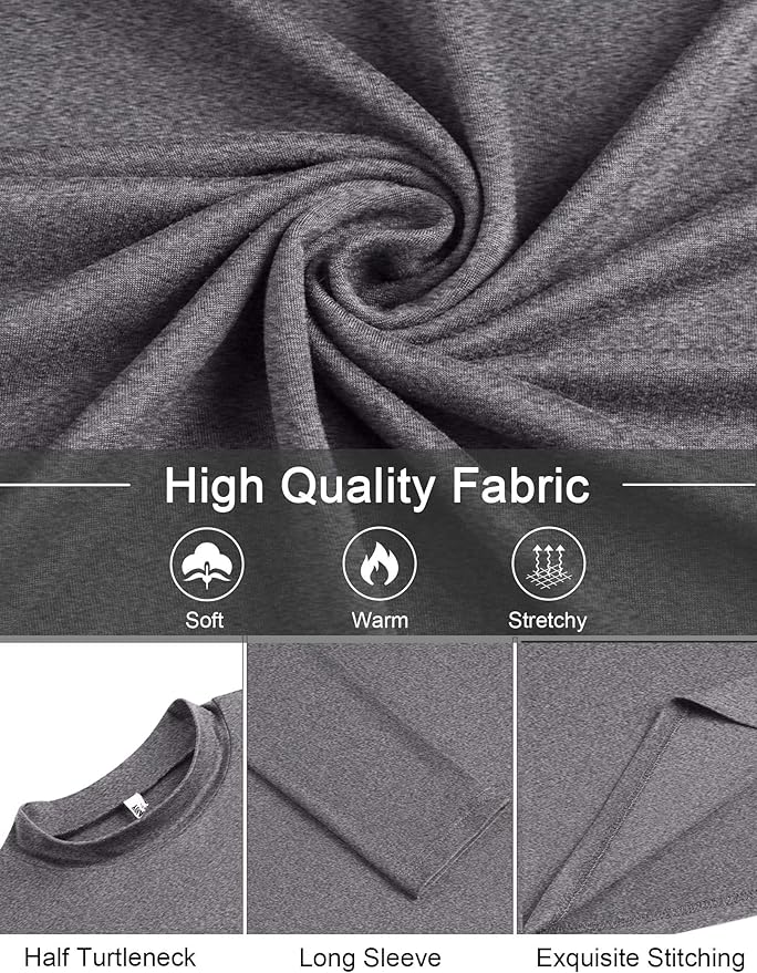 COOFANDY Mens Mock Turtleneck T-Shirts Long Sleeve Solid Color Tees Shirts Basic Casual Slim Fit Pullover T Shirts