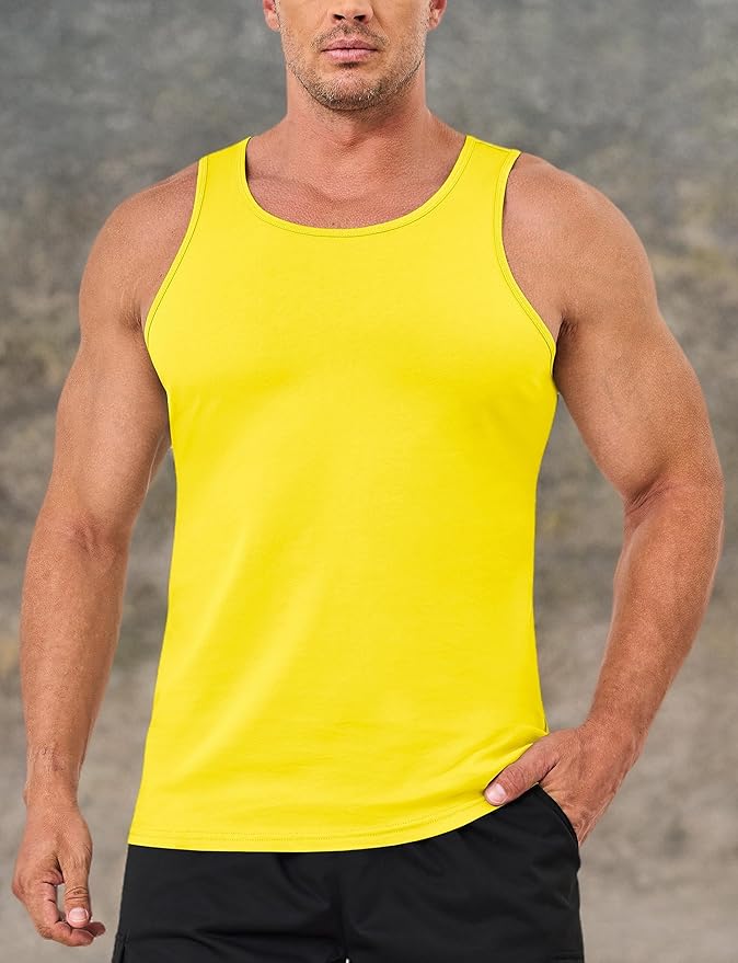 MAGCOMSEN Mens Workout Tank Tops Undershirt Cotton Muscle Athletic Sleeveless Shirts for Gym