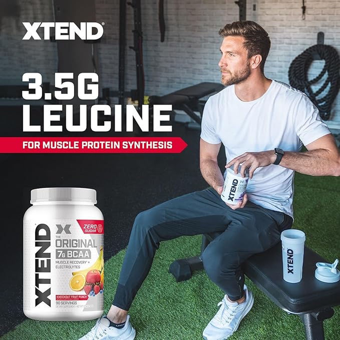 XTEND Original BCAA Powder Knockout Fruit Punch | Sugar Free Post Workout Muscle Recovery Drink with Amino Acids | 7g BCAAs for Men & Women | 90 Servings