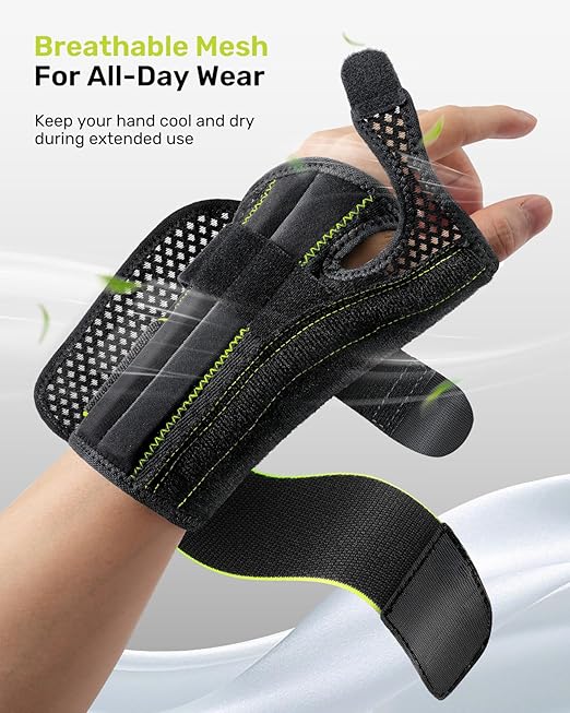 Right Hand Wrist Brace for Women Men, Lightweight Soft Wrist Support for Carpal Tunnel Relief, Thumb Splint Right Hand for Arthritis, De Quervain's Tenosynovitis, Yellow L/XL(7.48-9.84")