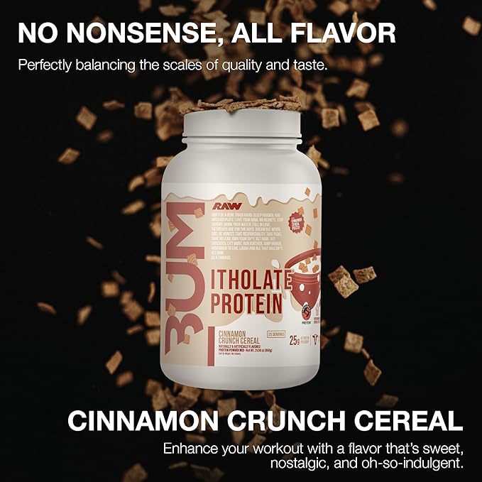 RAW Whey Protein Powder Isolate, Cinnamon Crunch (CBUM Itholate Protein) - 100% Grass-Fed Sports Nutrition Powder for Muscle Growth & Recovery - Low-Fat, Low Carb, Naturally Flavored - 25 Servings