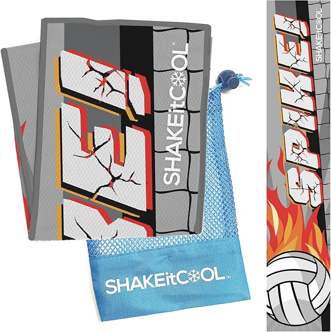 SHAKEitCOOL Original Cooling Towel โ Soft, Lightweight, Heat Relief โ Perfect for Biking, Running, Yoga, Gym, Gardening โ Volleyball