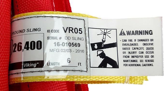 Chenango Supply USA Made VR5 X 6' Red Slings 4'-30' Lengths in Listing, Double PLY Cover Endless Round Poly Lifting Slings, 13,200 lbs Vert, 10,560 lbs Choker, 26,400 lbs Basket (USA Polyester) (6 FT)