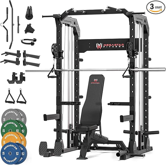 Power Rack for Home Gym – 2000LB Capacity Multifunction Squat Rack with Cable Crossover, Includes 16 Professional attachments for Home Gym Strength Training, P63 Rampage