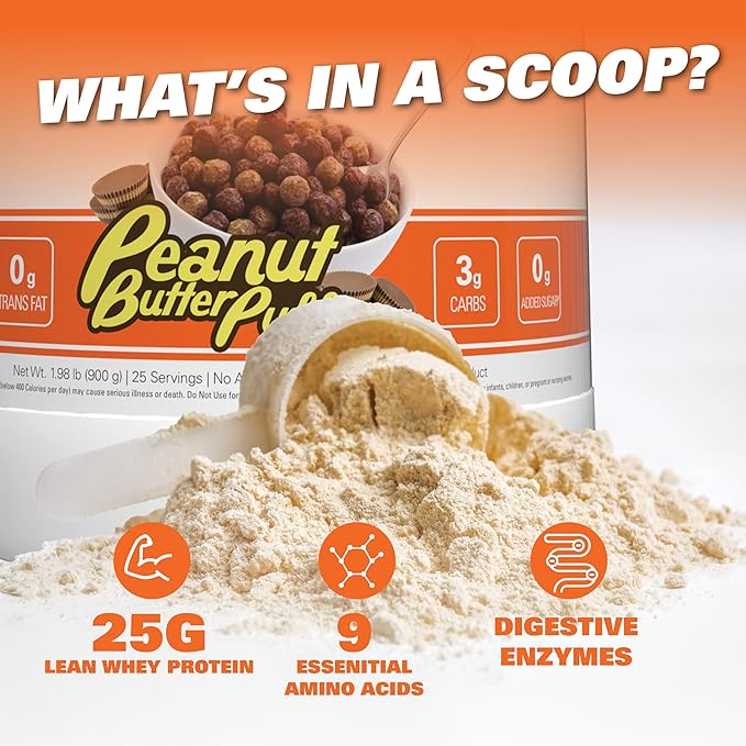 EHP Labs OxyWhey Whey Protein Isolate – 25g High Protein, Low Carb, Sugar Free Meal Replacement – Lean Whey Powder for Muscle Recovery – Non-GMO, Gluten Free – 25 Serves – Peanut Butter Puffs