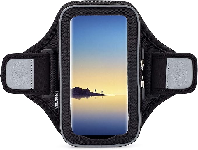 Sporteer Velocity V8 Running Armband - Compatible with iPhone 17/16/15 Pro Max, 16/15 Plus, 17/16/15 Pro, iPhone 17/16/15, Galaxy S25+, S24+, S23+, Pixel, & Many More Mobile Phones - FITS Cases