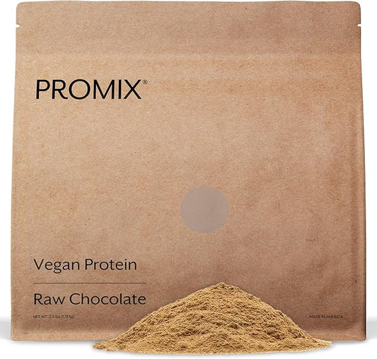 ProMix Nutrition Plant-Based Vegan Protein Powder, Raw Chocolate - Pea Protein & Vitamin B-12 - Post Workout Fitness & Nutrition Shakes, Smoothies, Baking & Cooking Recipes - 2.5 Pound
