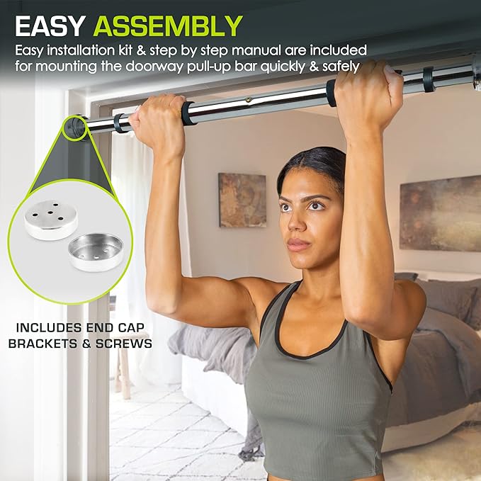 ProsourceFit Wall-Mounted Pull-Up/Chin-Up Bar, Heavy Duty 300 lb. Capacity, Black