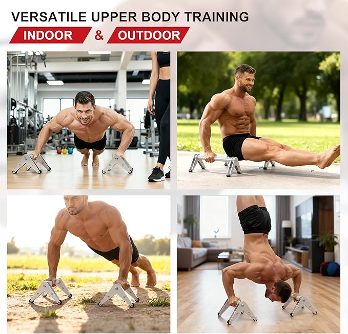 Push Up Bar - Heavy-Duty Stainless Steel Pushup Stands with Non-Slip Base, 500LB Capacity, Portable Home Gym Equipment for Strength Training & Floor Workout