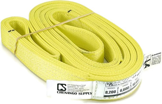 3 Ply Slings. Many Lengths in Listing! (USA Made), 2" x12' Nylon Lifting Web Sling. 8,200 lbs Vertical, 6,600 Choker, 16,400 Basket, High Capacity Eye & Eye (2" x12')