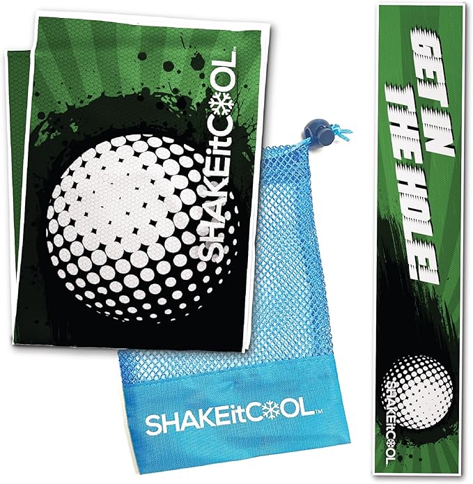 SHAKEitCOOL Original Cooling Towel โ Be Cool in Style - Heat Relief, Soft, Lightweight, Sun Protection, Easy Clean - Perfect for Biking, Running, Yoga, Gym, Gardening - Golf