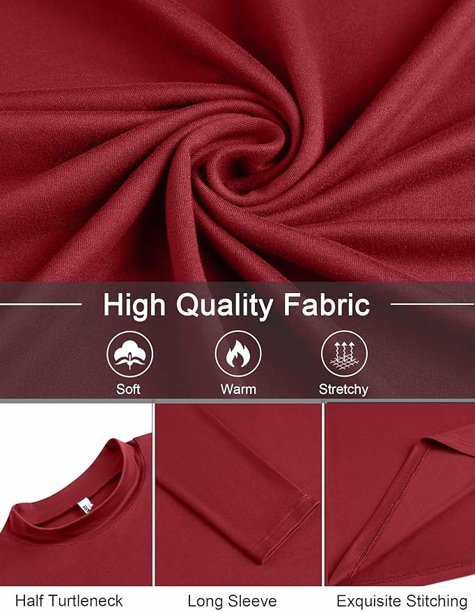 COOFANDY Mens Mock Turtleneck T-Shirts Long Sleeve Solid Color Tees Shirts Basic Casual Slim Fit Pullover T Shirts