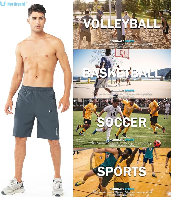 NORTHYARD Men's Athletic Running Shorts Quick Dry Workout Shorts 7"/ 5"/ 9" Lightweight Sports Gym Basketball Tennis Hiking