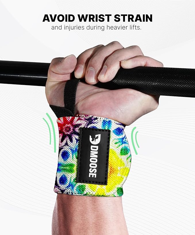 DMoose Fitness Wrist Wraps for Weightlifting 18" - Heavy Duty Gym Wrap with Hand Thumb Loop for Support & Pain Relief, USPA Approved Powerlifting, Weight Lifting Wrist Straps for Men & Women Work Out