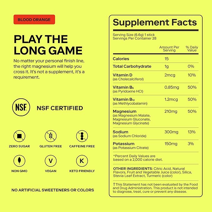 MAGNA Electrolyte Powder Drink Mix for Hydration, Energy & Focus Support with Magnesium L Threonate, Sodium, Potassium, Vitamin D, B6 & B12, Sugar Free, Blood Orange Flavor, 28 Servings