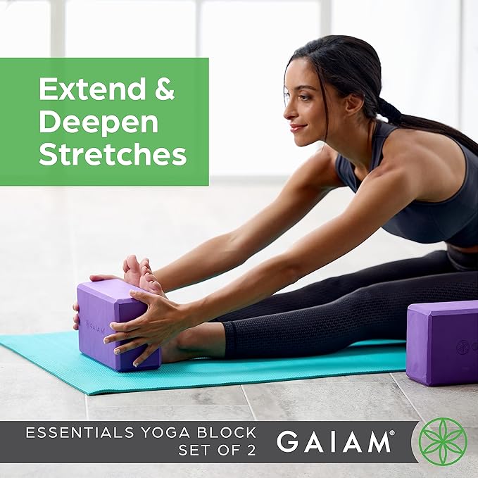 Gaiam Yoga Block - Supportive Latex-Free Eva Foam - Soft Non-Slip Surface with Beveled Edges for Yoga, Pilates, Meditation - Yoga Accessories for Stability, Balance, Deepen Stretches