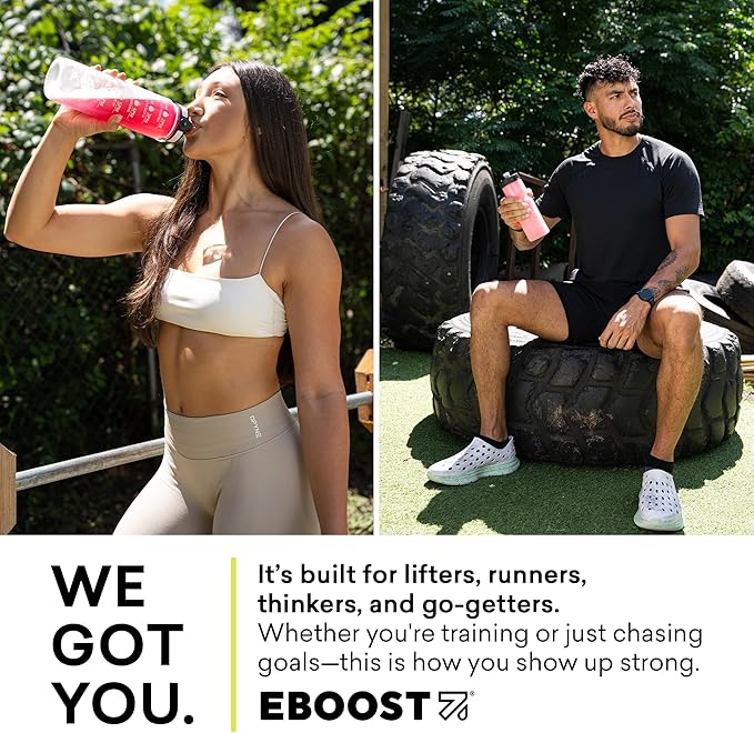 EBOOST POW Natural Pre Workout Powder - 15 Packets, Blue Raspberry - Preworkout Energy Booster Gym Supplement Drink Mix for Men and Women - Performance, Joint Mobility Support - Gluten-Free