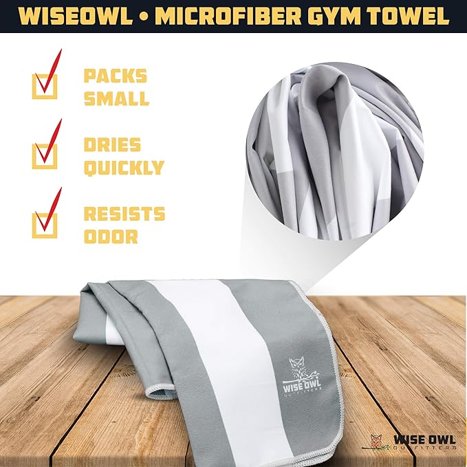 Wise Owl Outfitters 4 Pack Microfiber Gym Towels for Men & Women – Quick Dry Sweat Towel for Workout, Sports, Yoga, Running – Lightweight & Soft (24"x12")