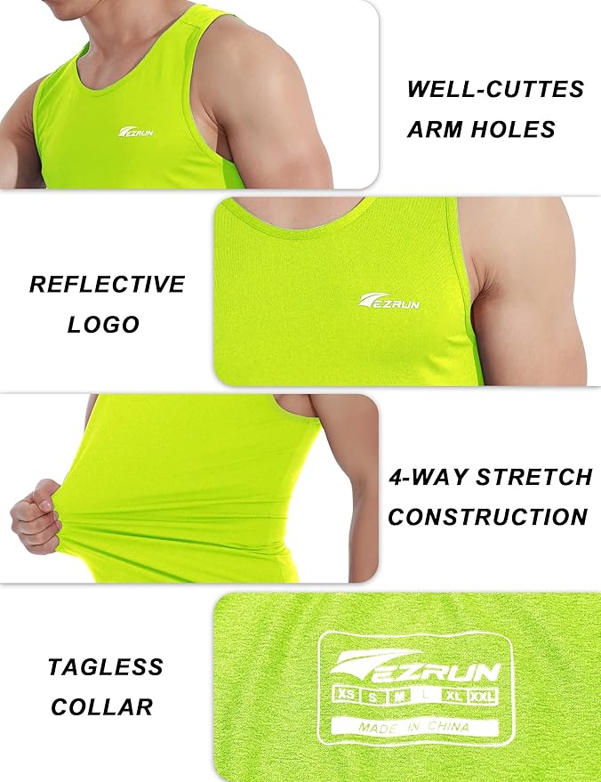 EZRUN Men's Quick Dry Sport Tank Top for Bodybuilding Gym Athletic Jogging Running,Fitness Training Workout Sleeveless Shirts
