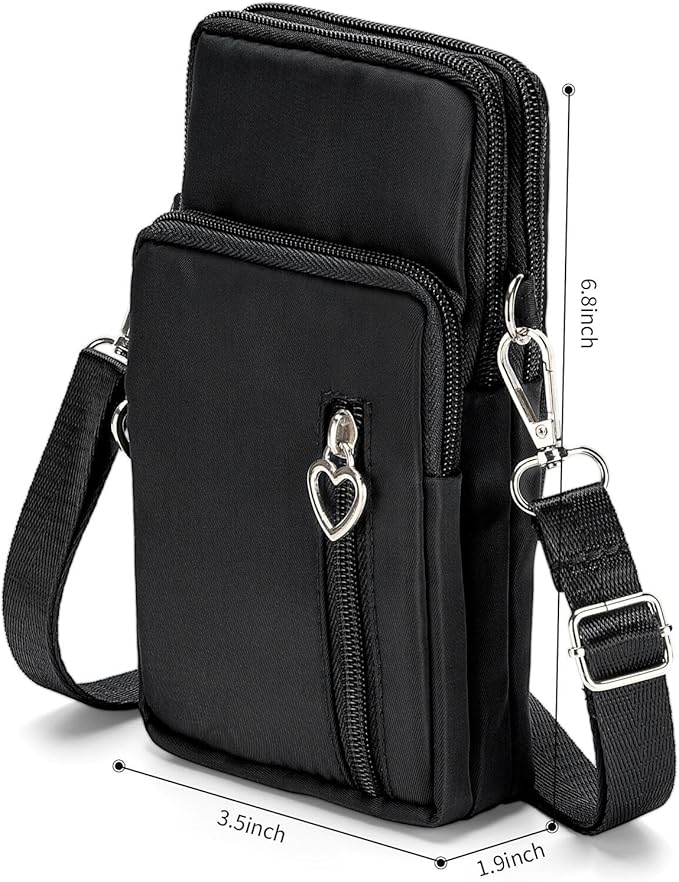 Women Cell Phone Purse Wristband Sport Armband Wallet Travel Crossbody Cell Phone Purse for Galaxy S10 Plus S9 Plus A50 A7 J7,OnePlus 6T,HTC U12 (Black)