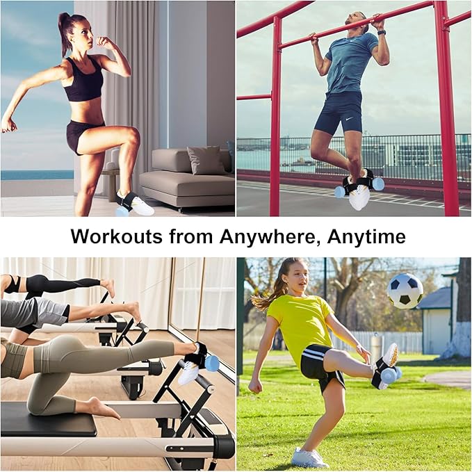 2Pcs Dumbbell Foot Attachment for Leg Workout at Home, Ankle Straps for Weights, Tibialis Trainer, Hip Flexors Exercise Tool for Women and Men