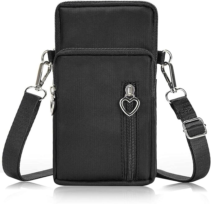 Women Cell Phone Purse Wristband Sport Armband Wallet Travel Crossbody Cell Phone Purse for Galaxy S10 Plus S9 Plus A50 A7 J7,OnePlus 6T,HTC U12 (Black)