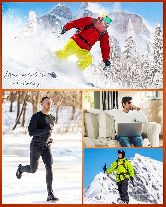 Men's Thermal Compression Shirts, Long Sleeve Fleece Lined Base Layer, Cold Weather Gear Athletic Undershirt Top