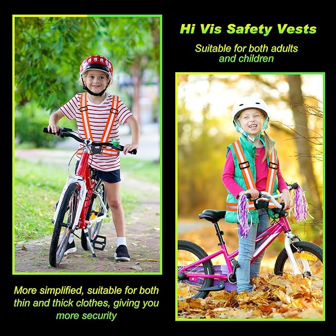 Hercicy 12 Pcs Reflective Vest High Visibility Safety Vests, Adjustable Bright Neon Lightweight Strap Gear (Orange)