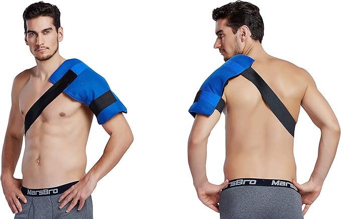 Koo-Care Large Flexible Gel Ice Pack & Wrap with Straps for Hot Cold Therapy - Pain Relief for Shoulder Rotator Cuff, Back, Hip, Knee Replacement Surgery, Shin Splint Injuries Reusable - 11" x 14"