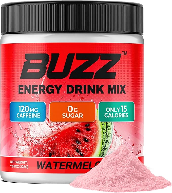 Morning Buzz Energy Drink Powder - Energy Boost Drink Mix - Sugar-Free Energy with Antioxidants - Morning Kickstart and Sports Nutrition Endurance Product - 30 Servings, Watermelon, 8 Ounces