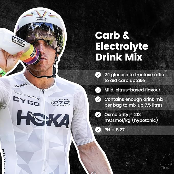 Precision Fuel PF 60 Carb & Electrolyte Drink Mix Powder for Hydration & Energy - Endurance Sports Nutrition, Vegan, Hypotonic - 60g Carb, 1000mg Sodium per Litre - Mild Citrus Flavor