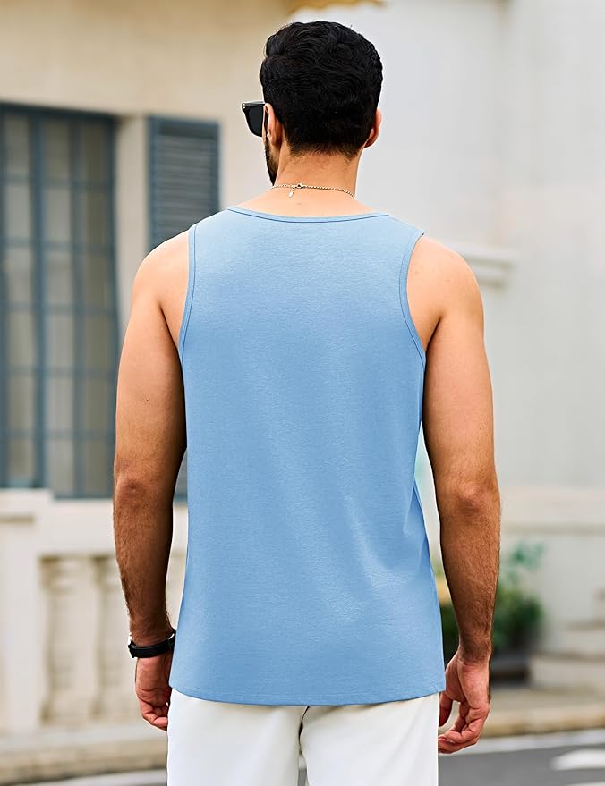 Cotrasen Men's Tank Top UPF 50+ Sleeveless Shirt Cotton Moisture Wicking Casual Gym Workout Shirts Cooling Muscle Tee Shirt