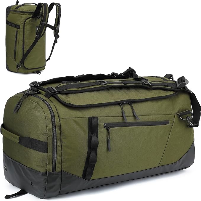 Large Travel Duffle Bag Backpack for Men Women 70L Big Sports Gym Bag with Shoe Compartment Heavy Duty Duffel Bags with Padded Straps for Weekend Overnight Camping, Green