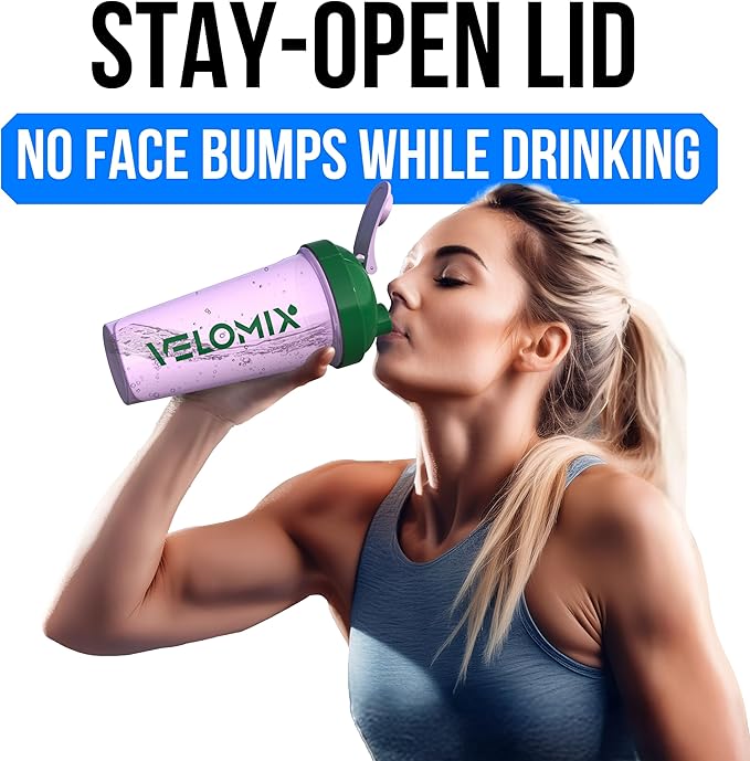 VELOMIX -2 Pack- 28 oz Protein Shaker Bottles for Protein Mixes - 2x Wire Whisk | Leak Proof Shaker Cups for Protein Shakes | Protein Shaker Bottle Pack (Flower Set)
