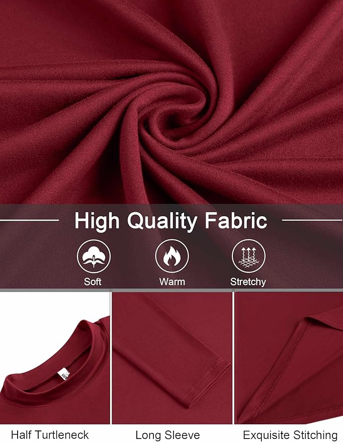 COOFANDY Mens Mock Turtleneck T-Shirts Long Sleeve Solid Color Tees Shirts Basic Casual Slim Fit Pullover T Shirts