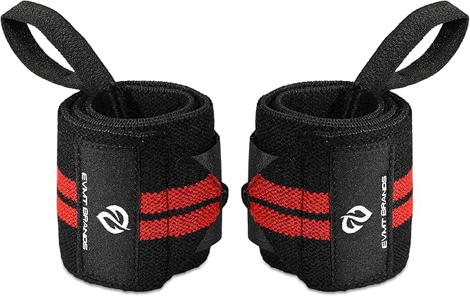 EVMT Premium Weightlifting Wrist Wraps 18in. Durable Straps for Weightlifting, Enhanced Wrist Support. Ideal Lifting Straps for Strength Training.