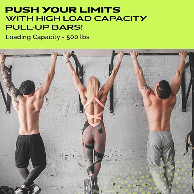 Rage Fitness Heavy-Duty Wall Mounted Pull Up Bar - 500 lbs Weight Capacity | Maintain Upper Body Strength & Core Stability | Space Efficient Steel Chin Up Black Bar for Home & Gym Versatile Workouts