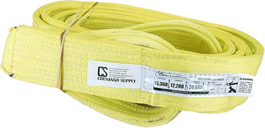 3 Ply Slings. Many Lengths in Listing! (USA Made), 4" x16' Nylon Lifting Web Sling. 15,300 lbs Vertical, 12,200 Choker, 30,600 Basket, High Capacity Eye & Eye (4" x16')